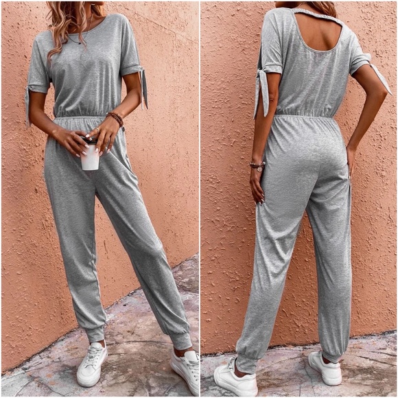 Pants - Grey Casual Jumper Jumpsuit